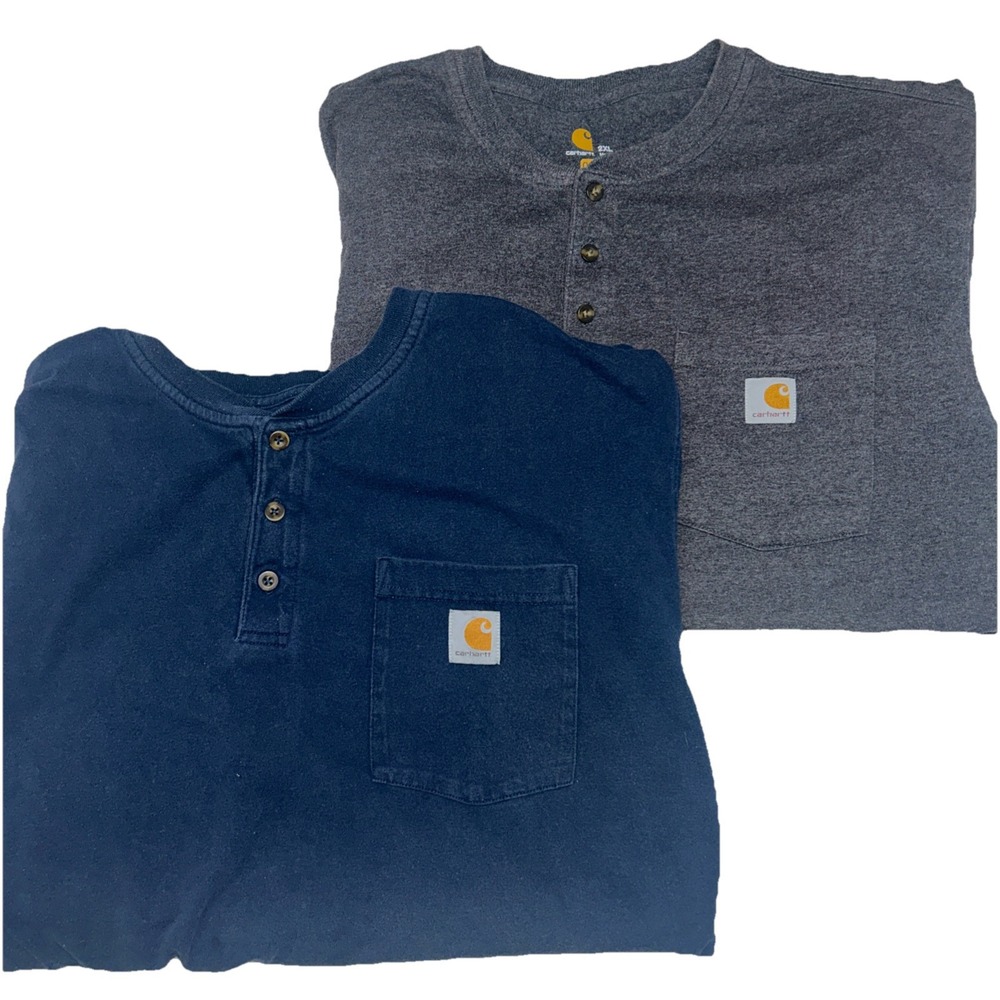 Mens 2XL Carhartt Polo Shirt Short Sleeve Pocket Workwear Casual, Lot of‎ 2